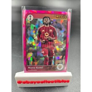 2024 Topps Merlin Manu Kone AS Roma Pink Mojo Refractor /125 #102 Soccer Card